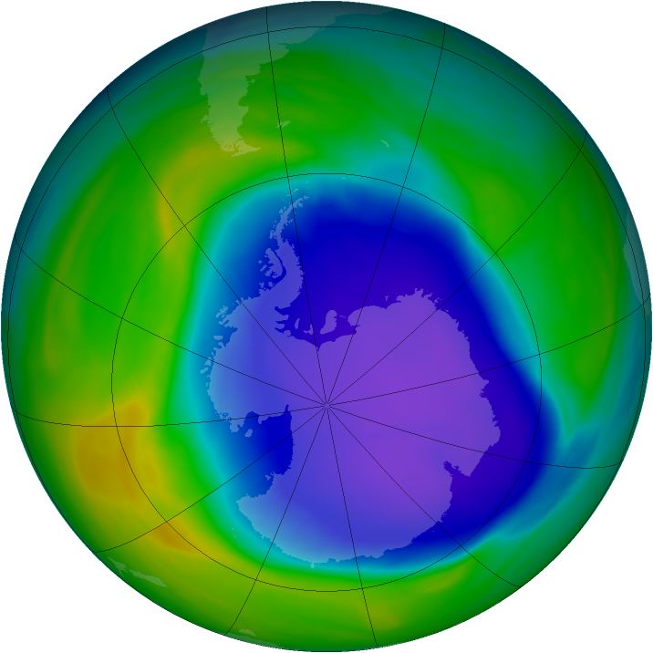 Antarctic ozone map for 31 October 2006